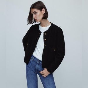 Massimo Dutti Textured Cropped Jacket